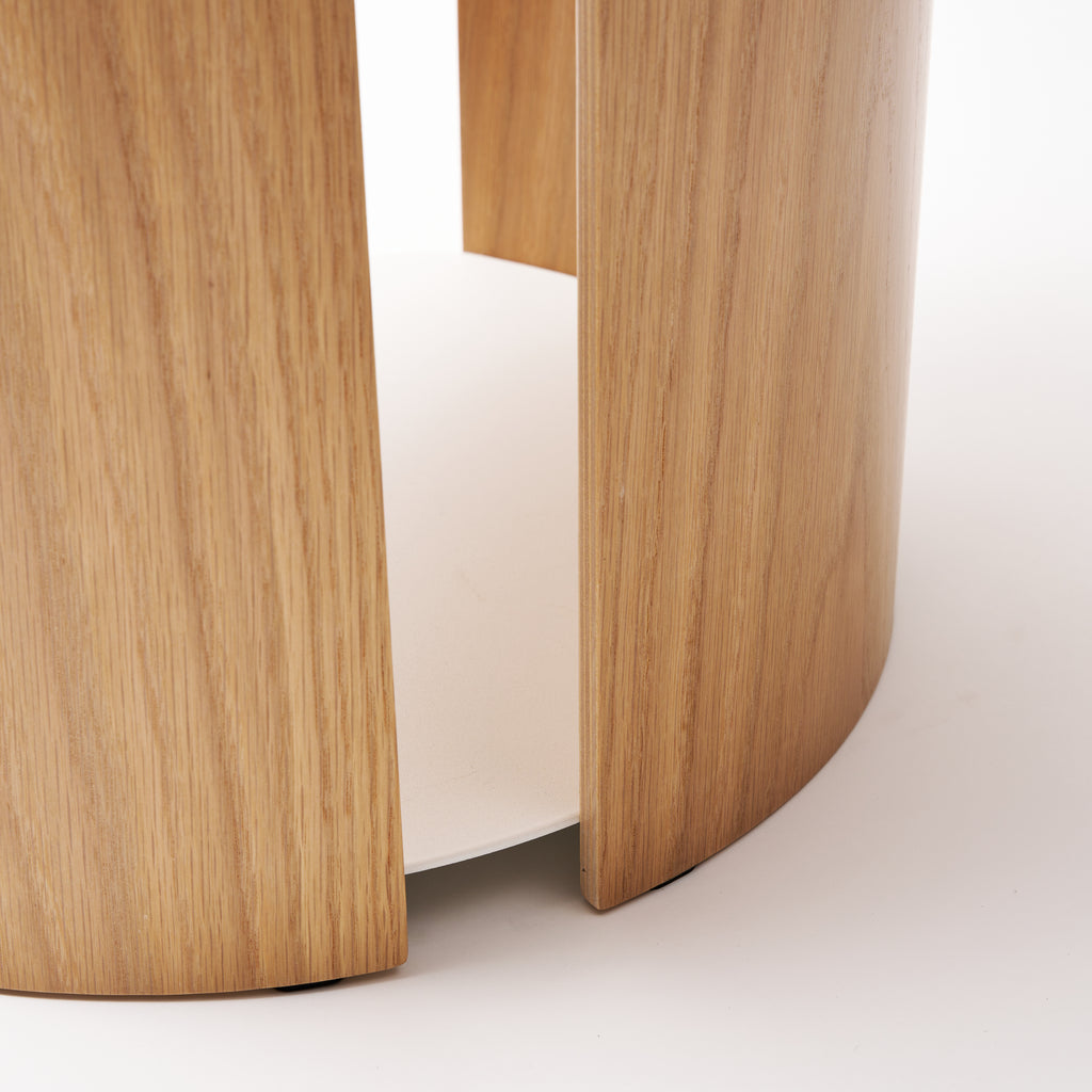 Close-up of Contour Side Table in White showing the bottom